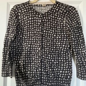 J. Crew Gray and White Patterned Cardigan - 100% Cotton